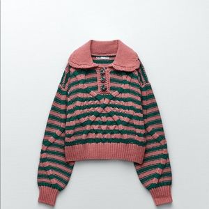 NWOT Zara striped collar sweater
